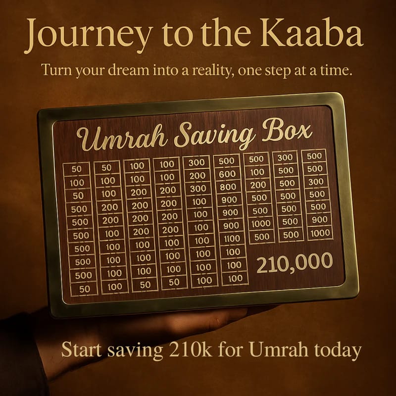 Umrah Saving Box - Your Road to Umrah Begins Here – 210k Goal Saving Tracker